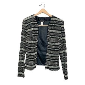 Nicole Bakti Women’s Open Front Business Casual Textured Blazer Jacket Medium M